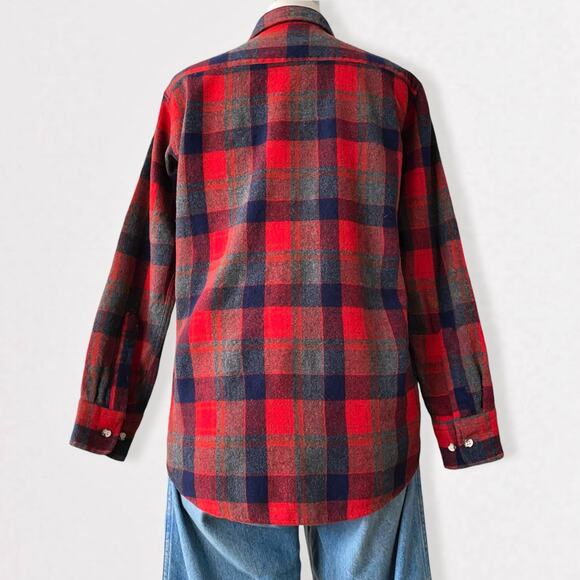 Vintage 100% Wool Shacket Flannel Shirt Grunge Cabincore Plaid Heritage L - Picture 8 of 9